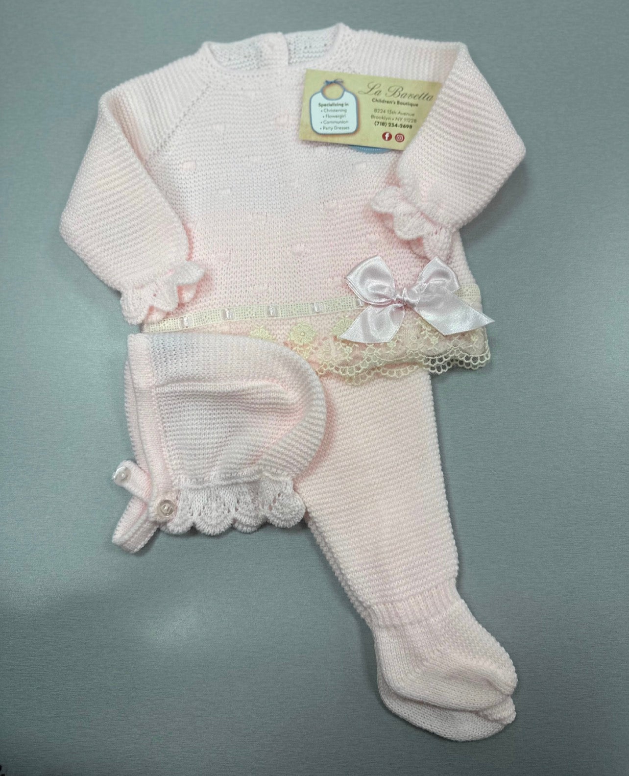 Pink Knit Baby 3-Piece Take-Home Set