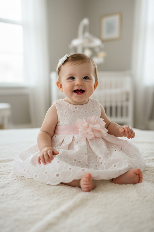 Eylet light pink dress made in Italy