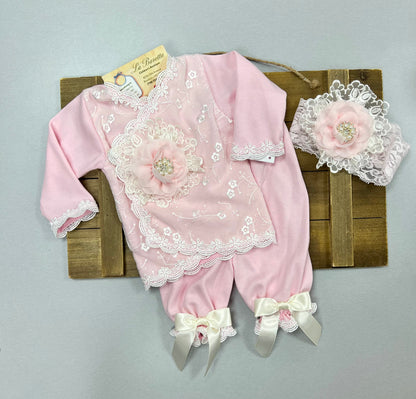 Miss Kim 3pc pink fancy pants set by Katie Rose