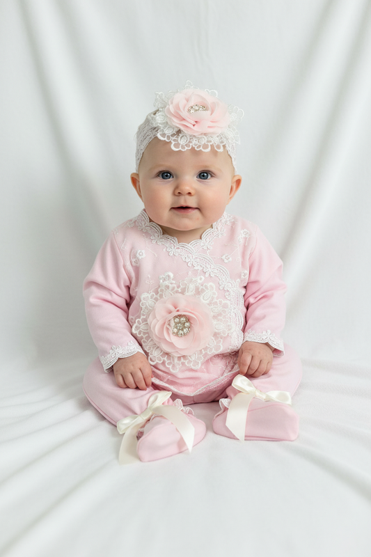 Miss Kim 3pc pink fancy pants set by Katie Rose
