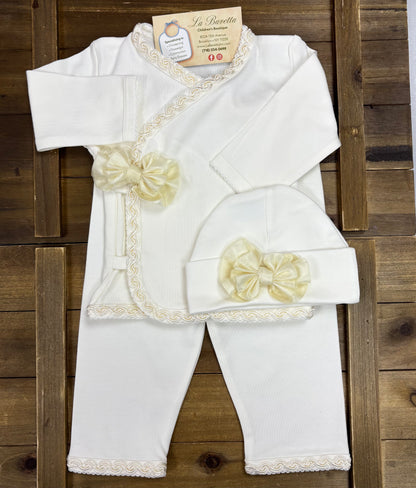 Baby Girl 3-Piece Take-Home Set with Lace Trim & Bow