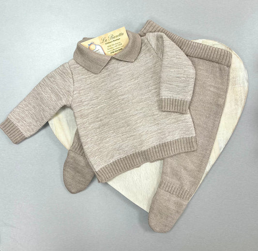 Baby Boy knit brown/ beige set Made In Italy
