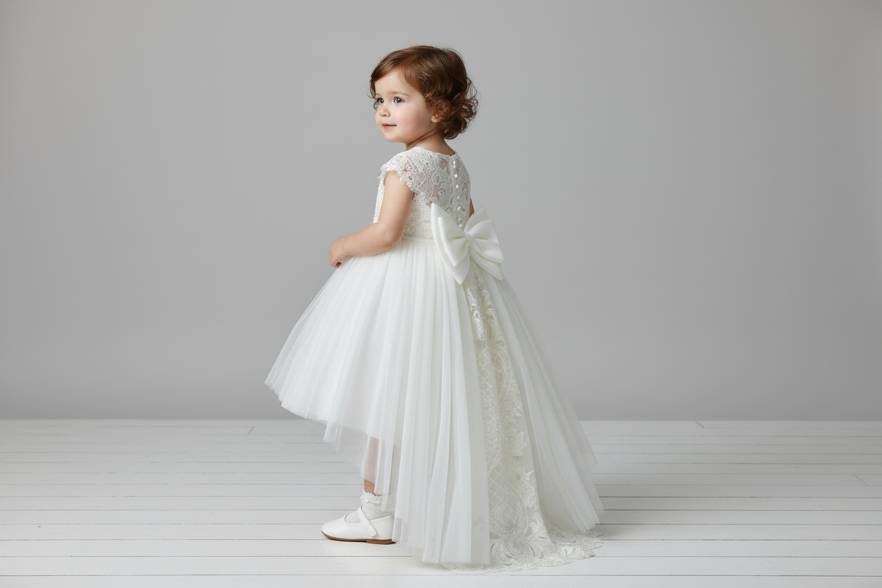Beautiful high low Christening flower girl dress