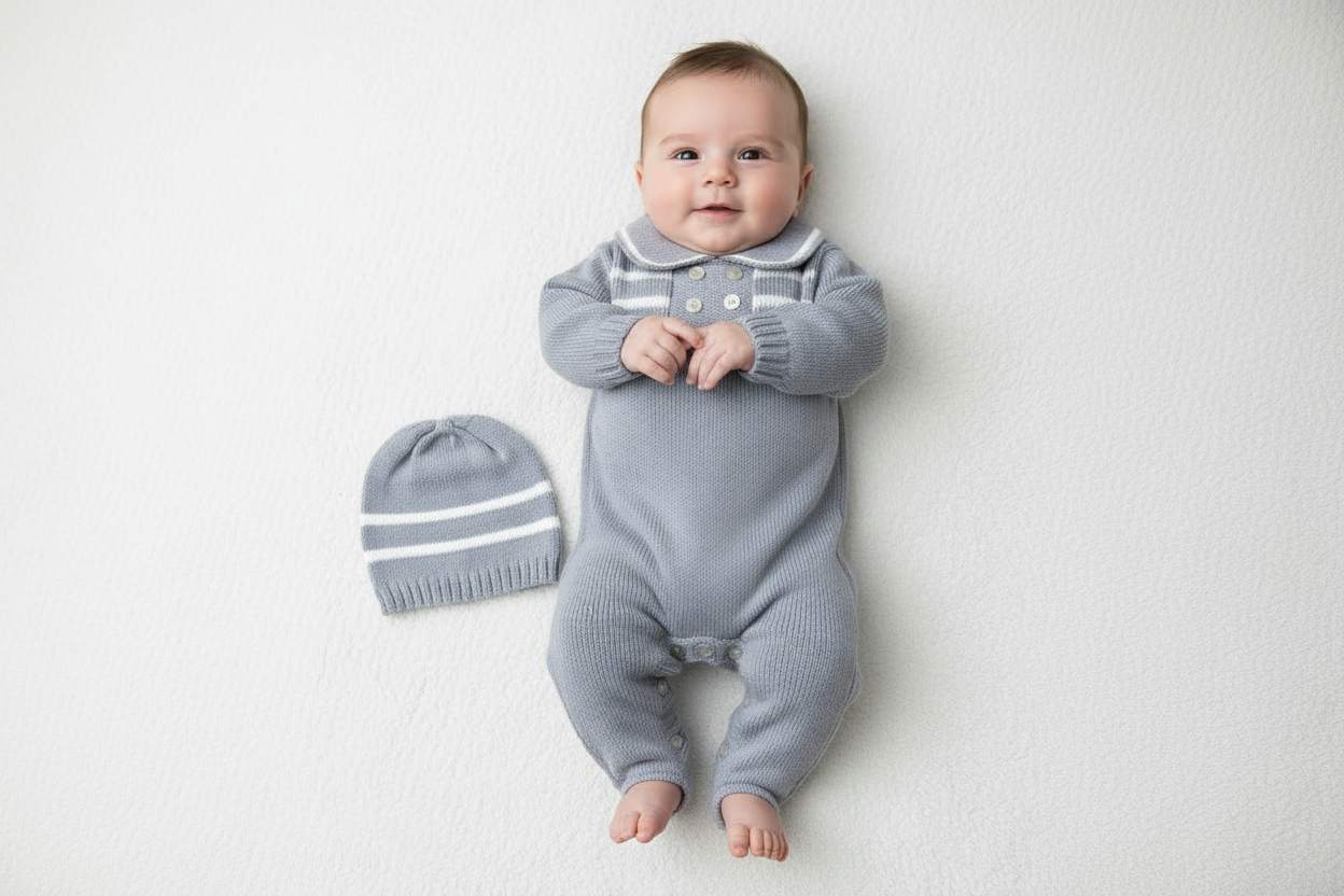 Grey cotton knit Romper Moises