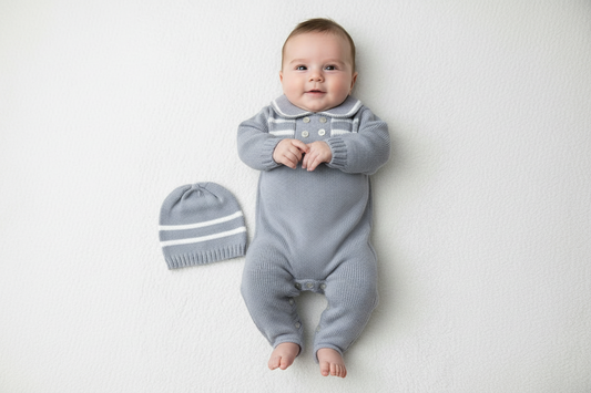 Grey cotton knit Romper Moises