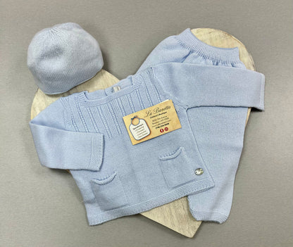 Simply Precious -3-Piece Powder Blue Knit Baby Boy Set