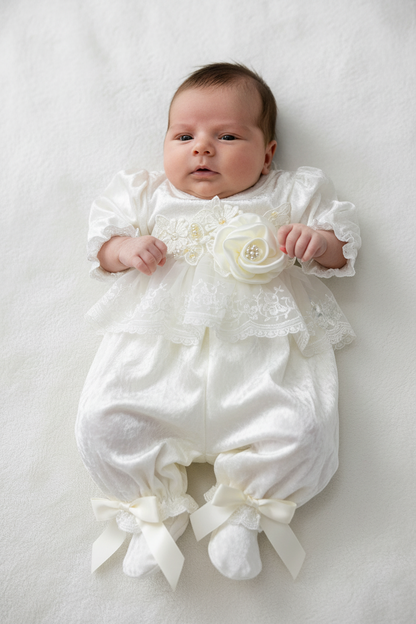 Angel I ivory with lace romper