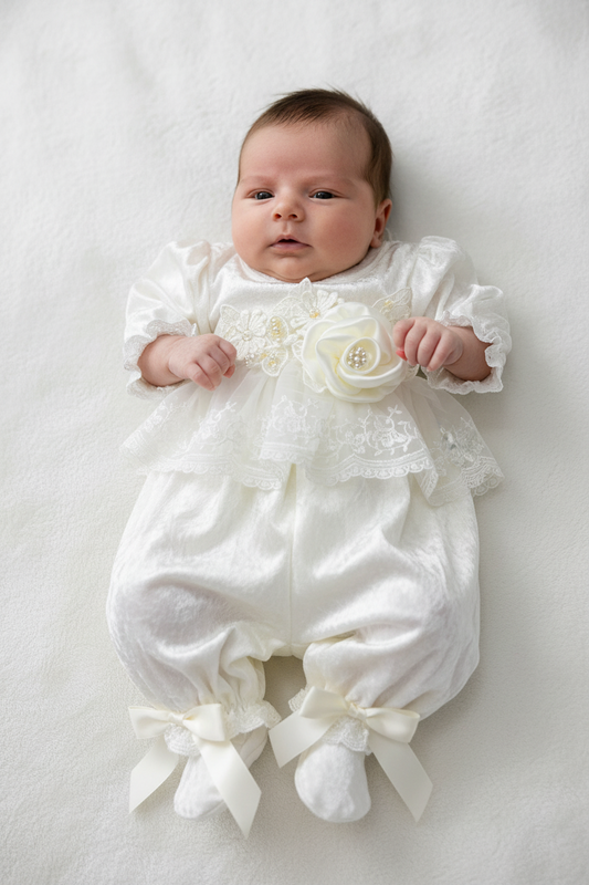 Angel I ivory with lace romper