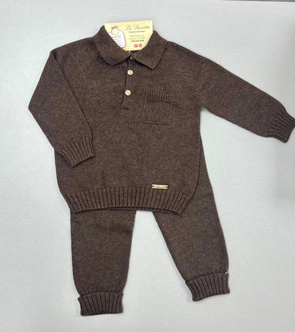 Brown Cable-Knit 2-Piece Set