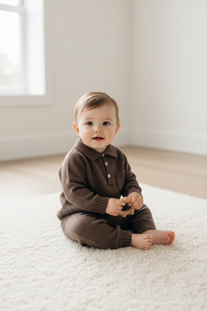 Brown Cable-Knit 2-Piece Set