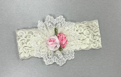 Rose 3pc cotton pants set with lace and roses