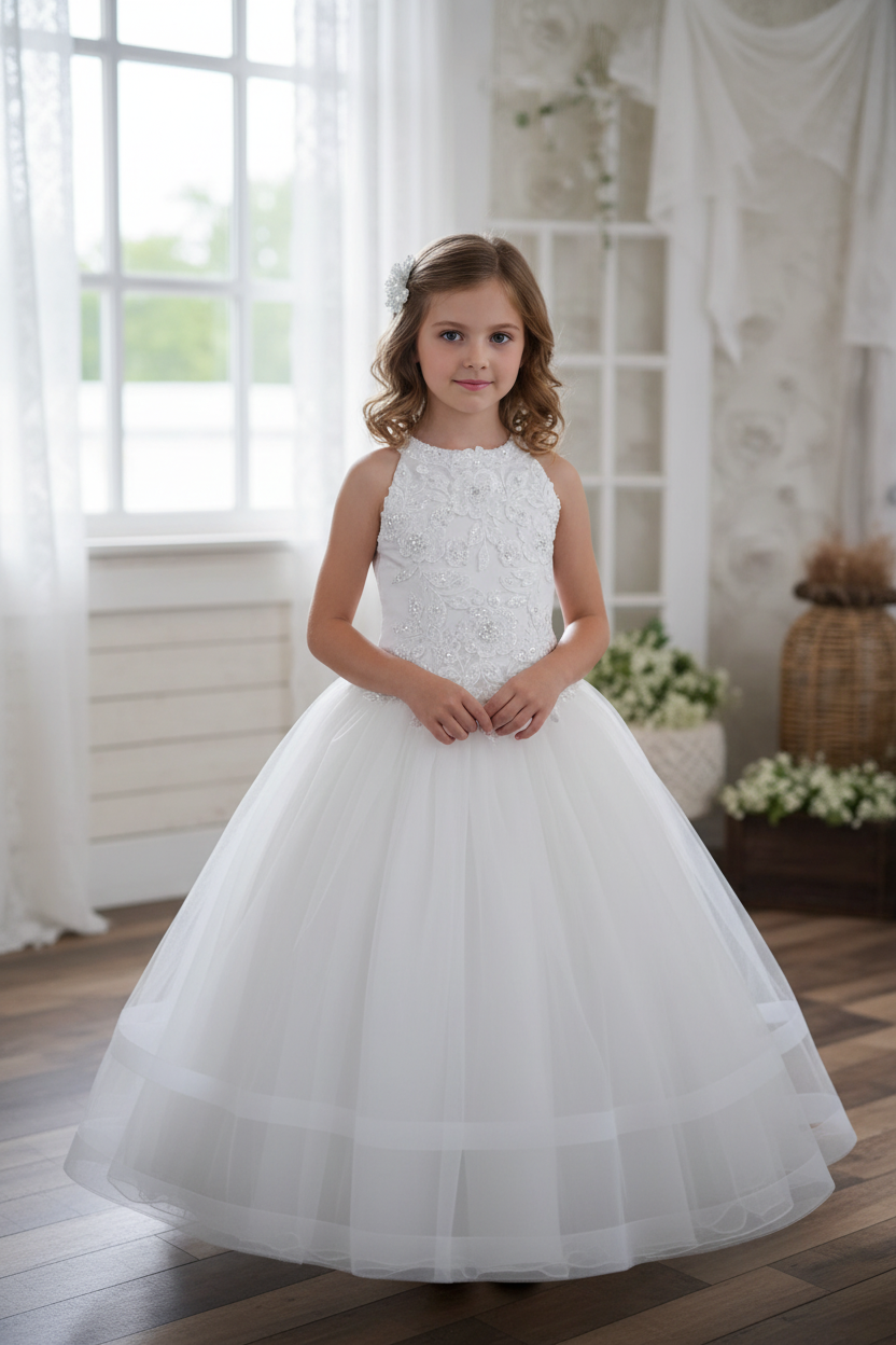 Christie Helene halter lace top Communion Dress Christie Helene halter lace top Communion Dress
