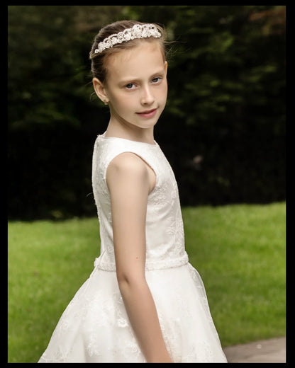 All over lace with beaded belt communion Dress