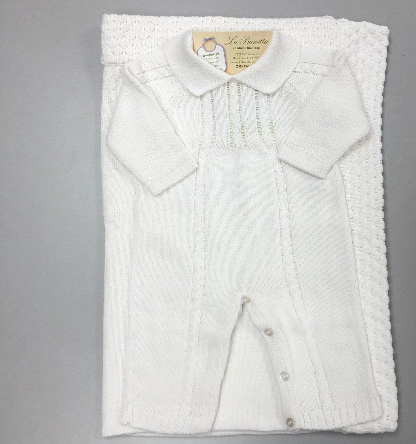 Baby Boys light Blue or White cotton knit take me home set Agustin