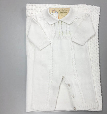 Baby Boys light Blue or White cotton knit take me home set Agustin