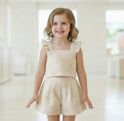 Embroidered Floral Two-Piece shorts Set