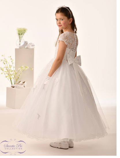 First Communion Dress - Lace Bodice with Bow Detail