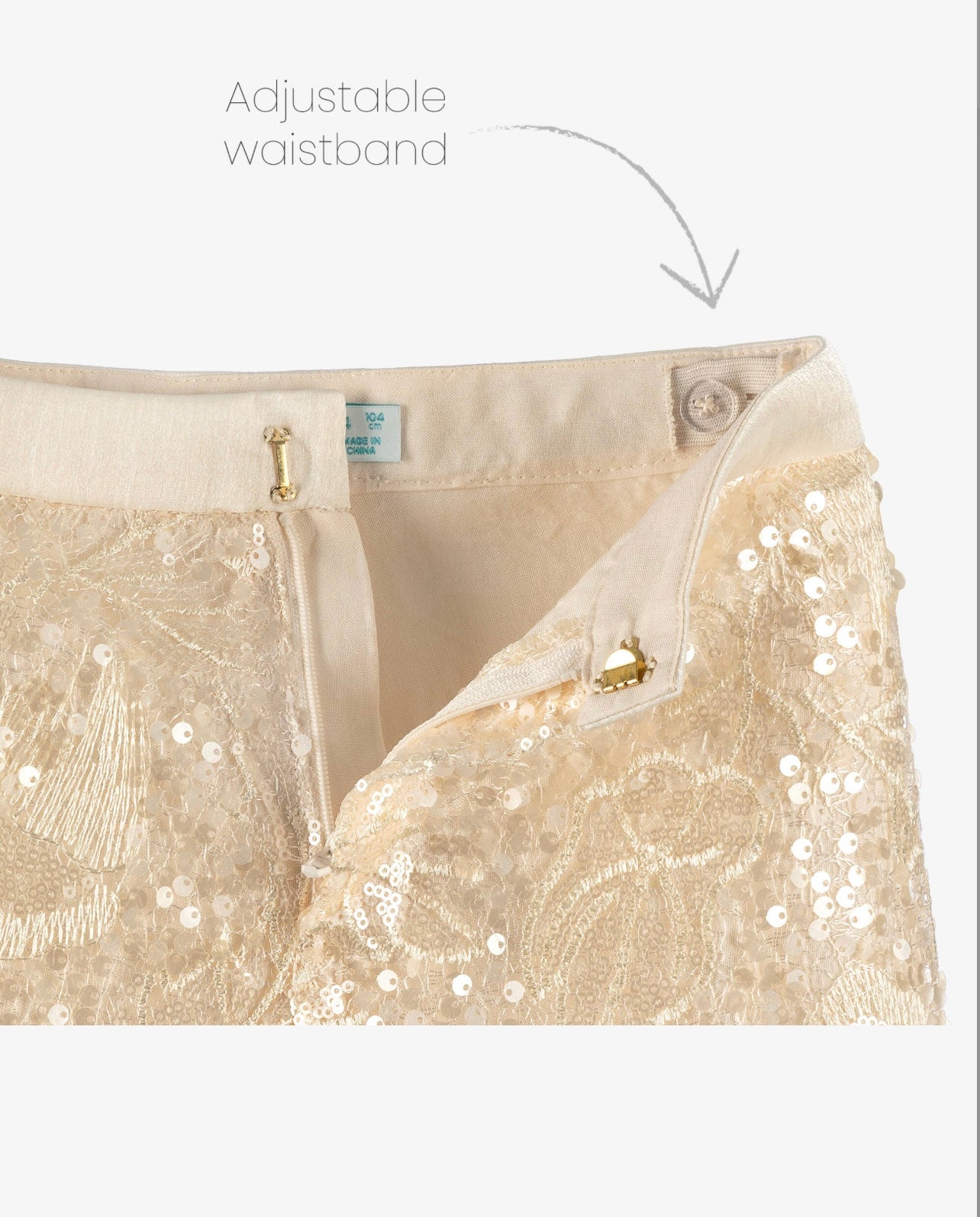 Girls ivory chiffon top & sequence Lace pants