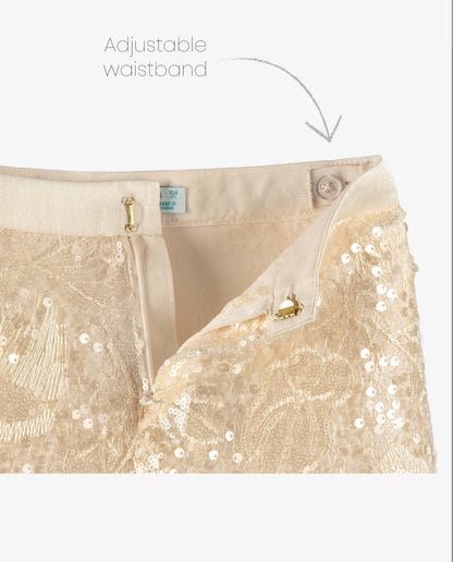 Girls ivory chiffon top & sequence Lace pants