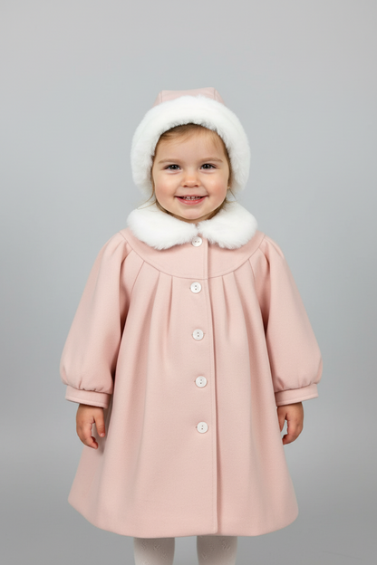 Winter wonderland : girls faux wool fur coat & bonnet
