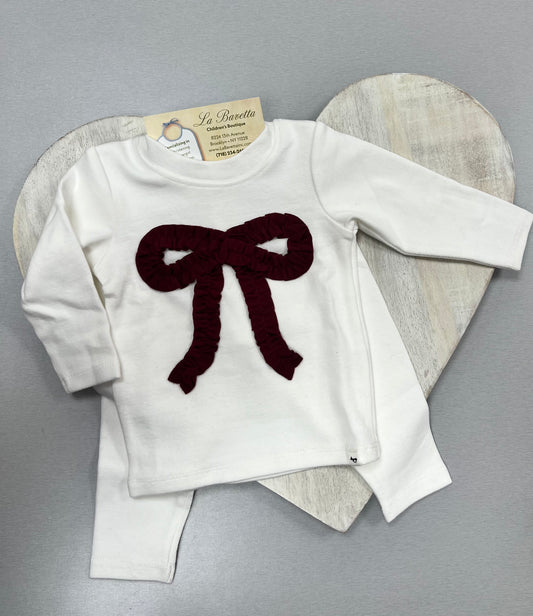 2pc cotton pants set w/Red Bow