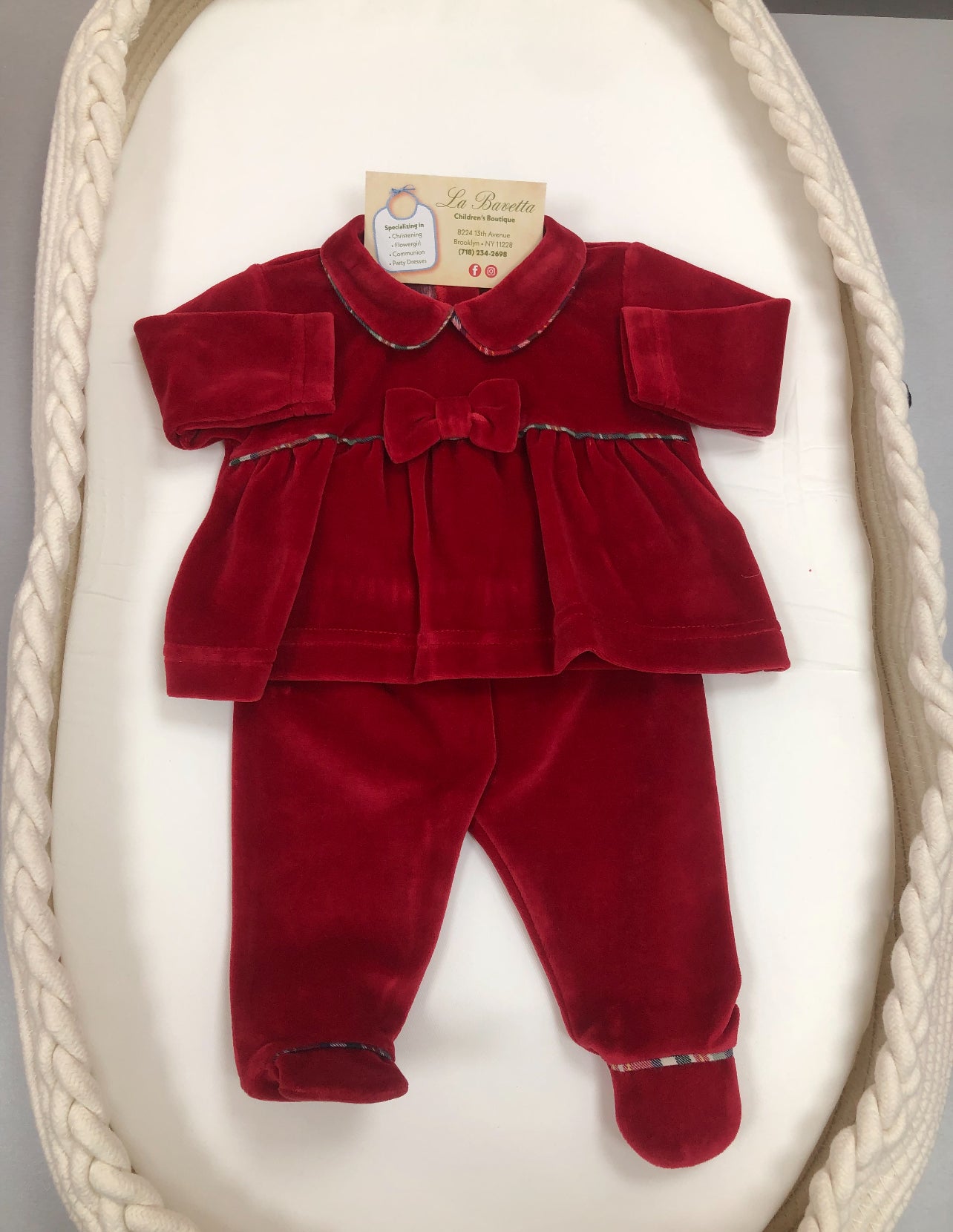 Baby girls velour Red 2pc pants set