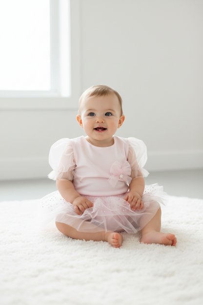 Baby Girl Pink Tulle Top & Sparkle Skirt Set