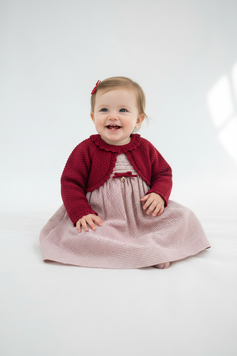 Baby Girls Burgandy Knit Dress 047-30206