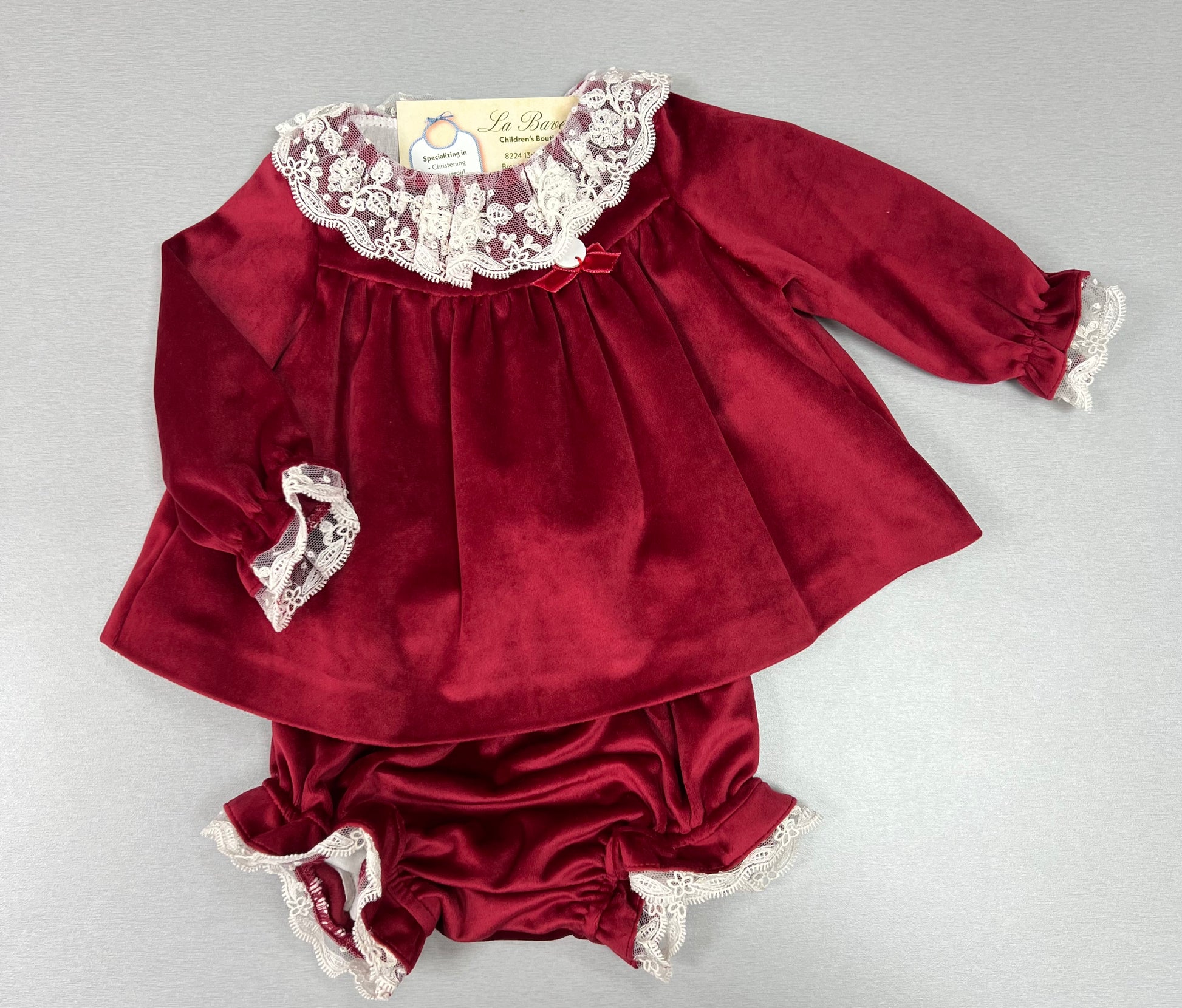Red Velvet Baby Dress Set