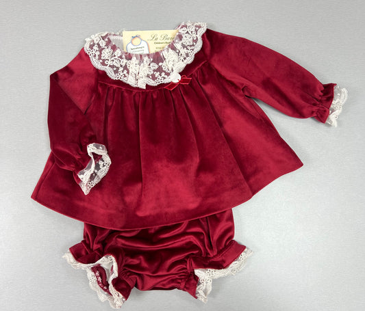 Red Velvet Baby Dress Set | Holiday season | La Bavetta | New York