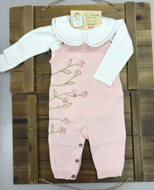 Pink Floral Knit Overall Set Emily