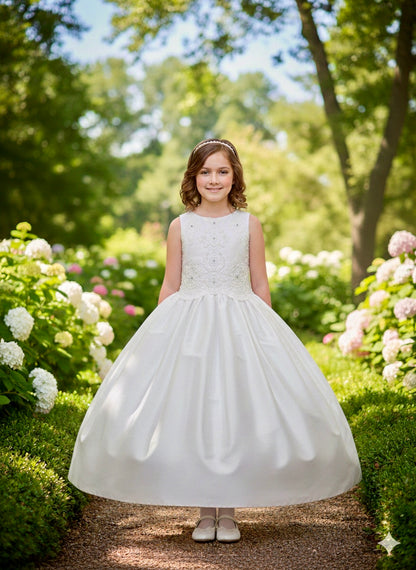 Custome couture 100% silk communion Dress Gianna