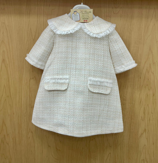 Girls Tweed Dress with Peter Pan Collar Made In Italy