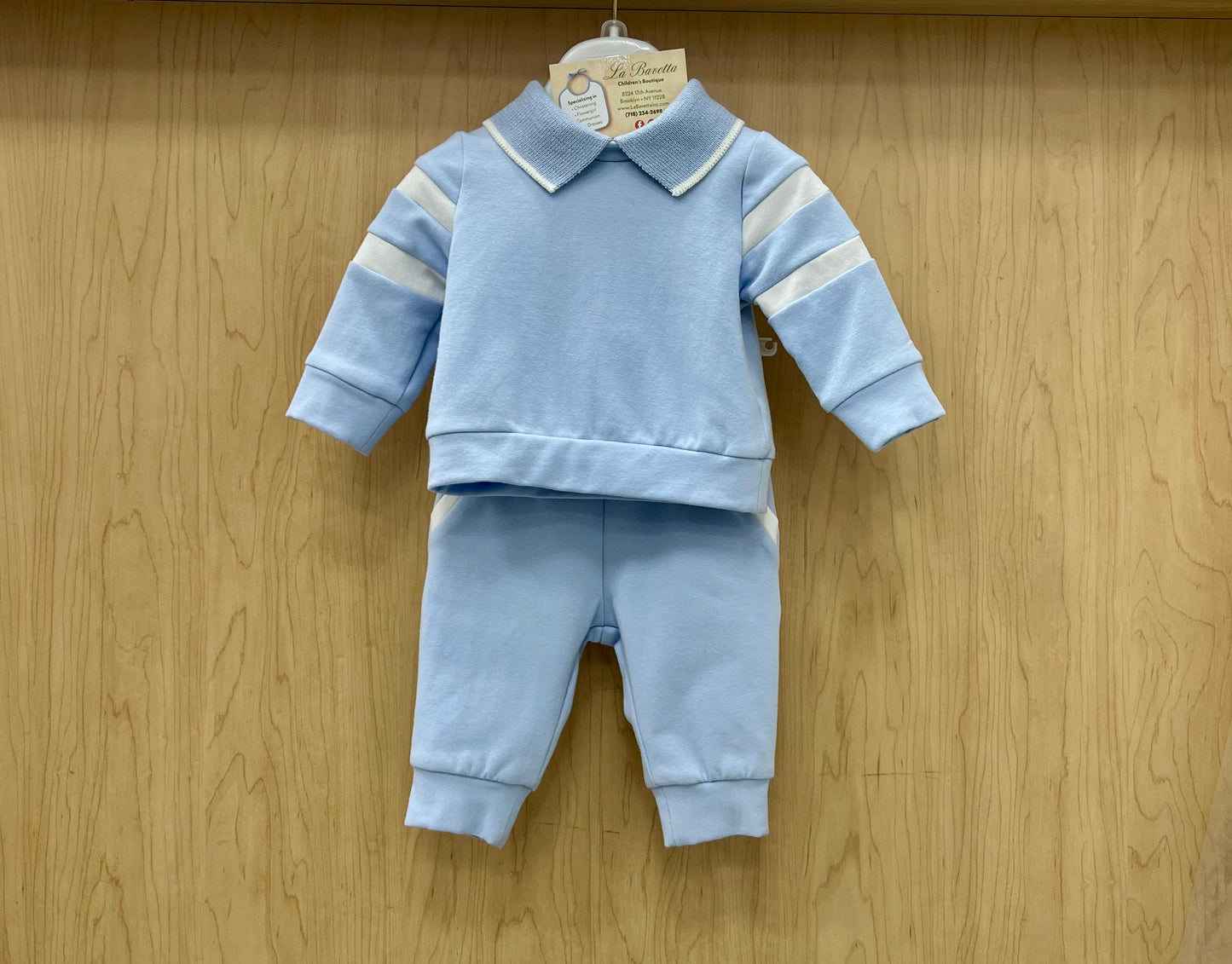 Powder Blue & Ivory  Soft jogger  suit Made In Italy