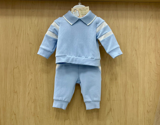 Powder Blue & Ivory  Soft jogger  suit Made In Italy