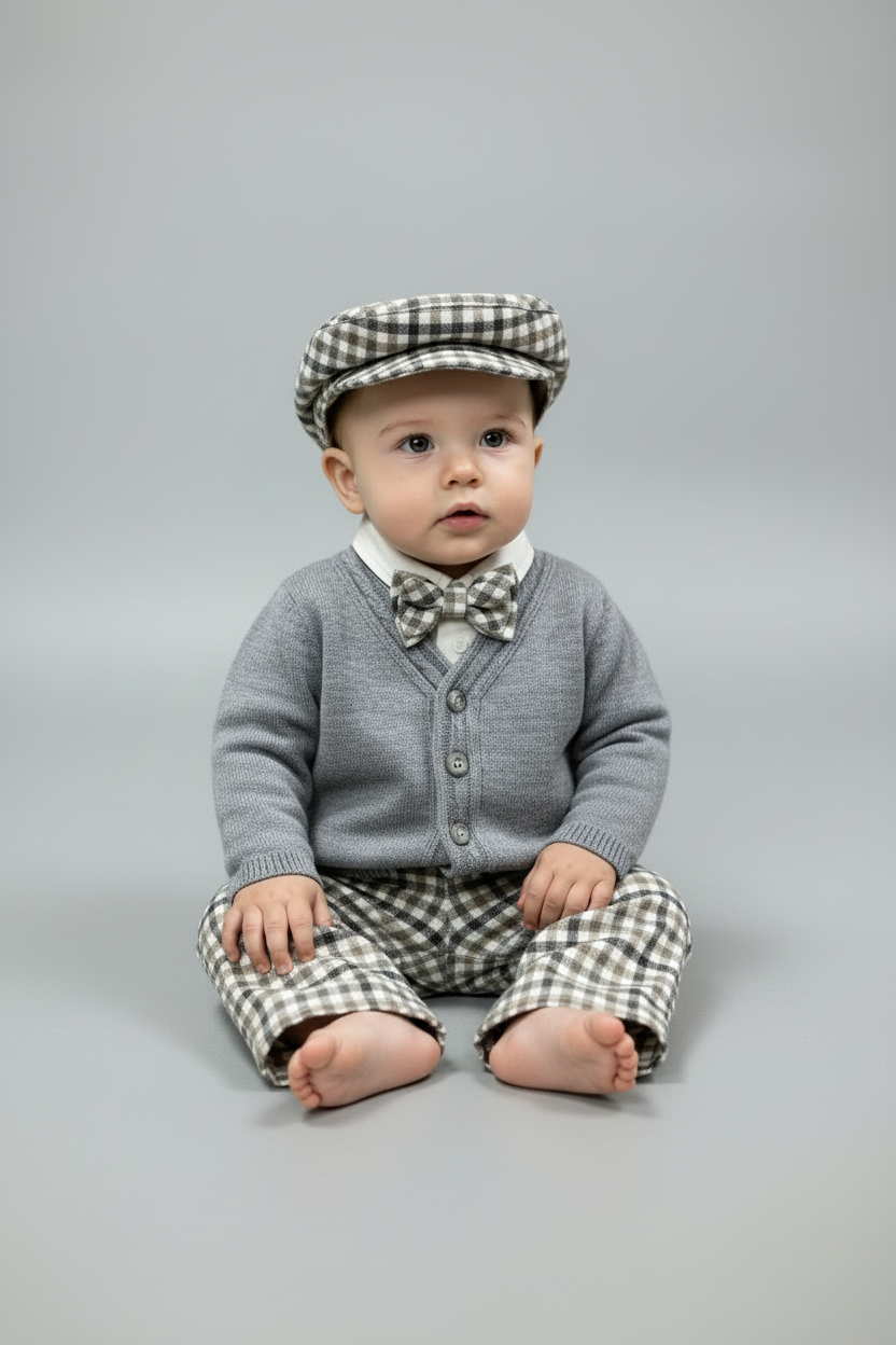 Bimbalo boys Grey Knit Sweater pants set 6864