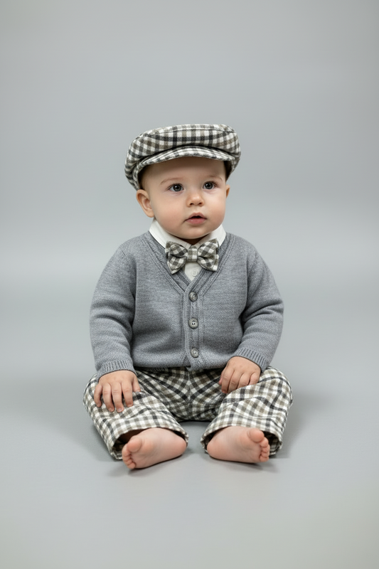 Bimbalo boys Grey Knit Sweater pants set 6864
