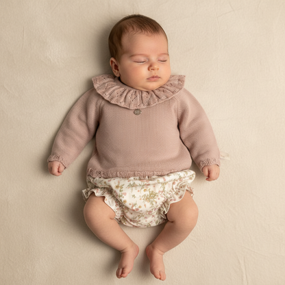Antique Pink Ruffled Collar Shorts Set by Martin Aranda