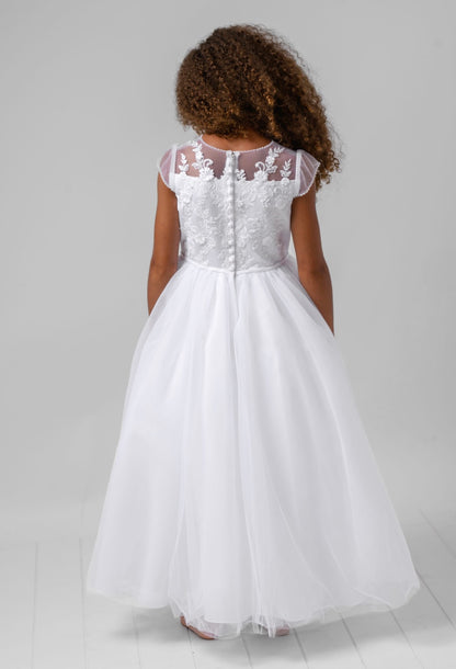 Lace top-tulle bottom communion dress