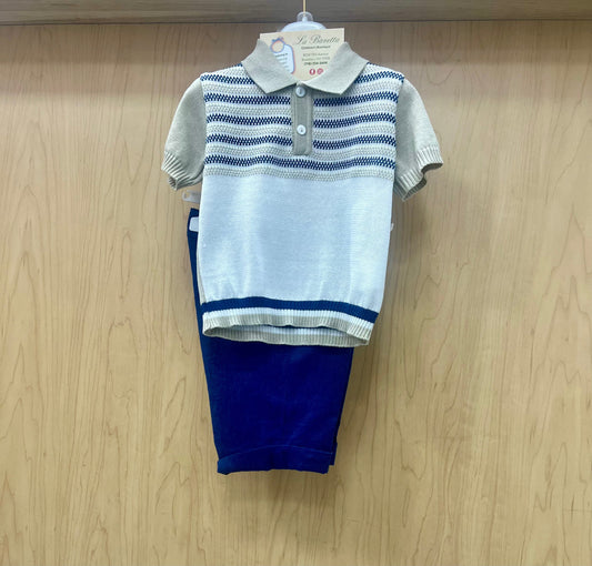 Boys Knit Polo & Shorts Set Made In Italy