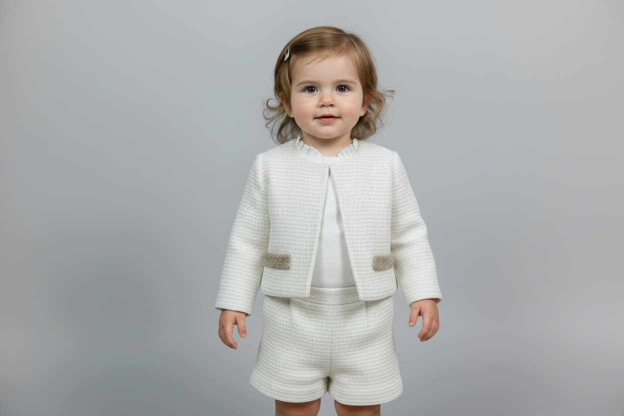 Bimbalo 3pc shorts tweed set made in Italy 6844