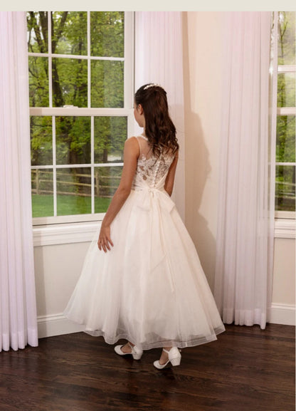 Sheer neckline communion Dress