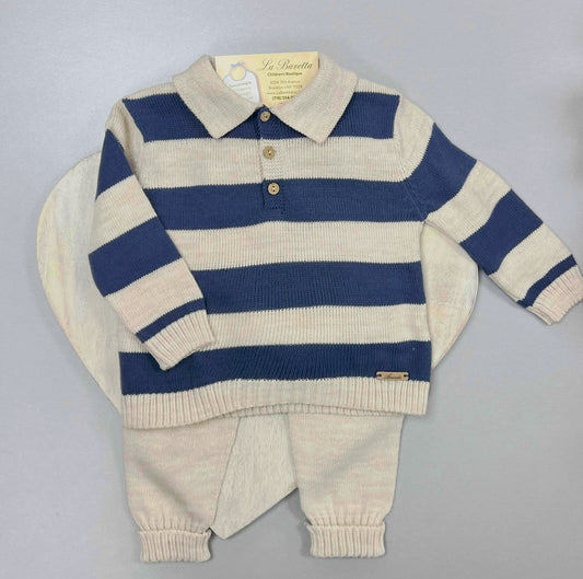 Blue &  Ivory Boys Knit Set