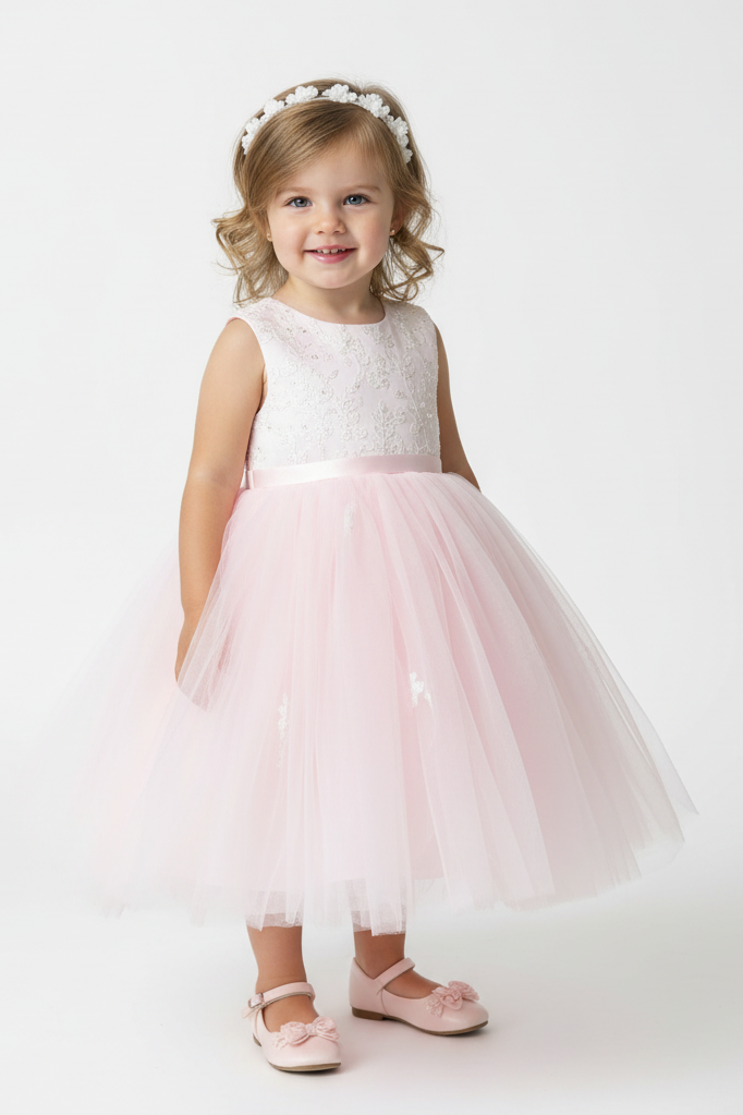 Sarah louise 070035-1 pink 1st Birthday Dress