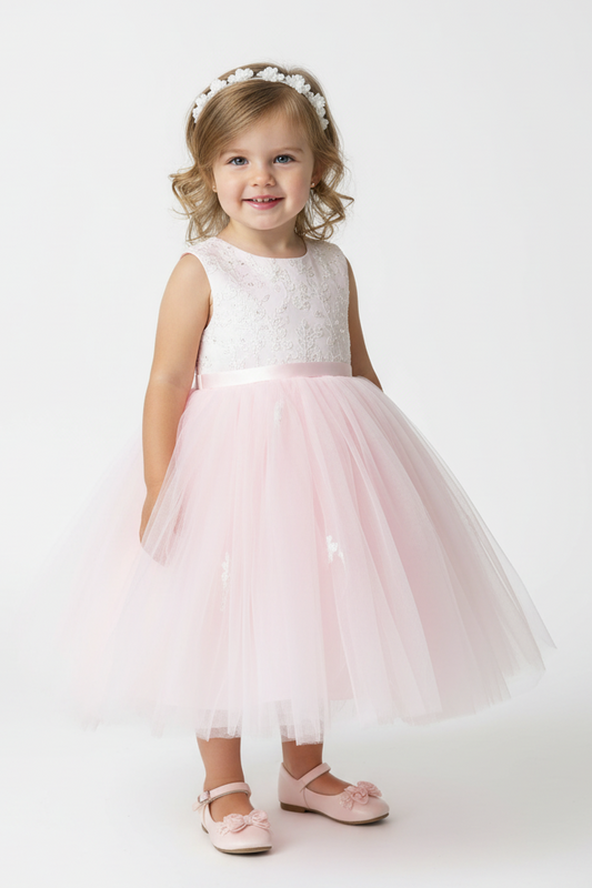 Sarah louise 070035-1 pink 1st Birthday Dress