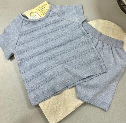 Blue Knitted Two-Piece Set