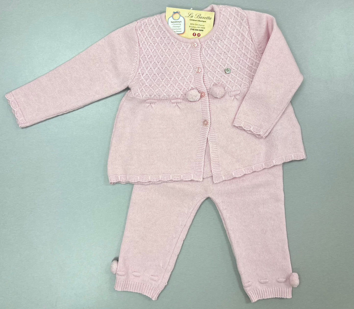 Baby Girl Pink Knit 2-Piece Set