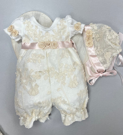 Ivory Lace with soft pink Ribbon take me home set