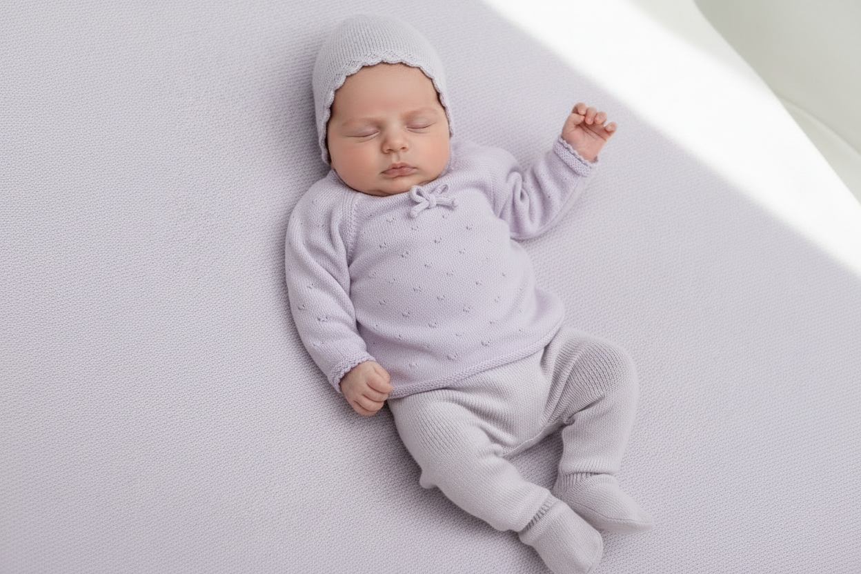 Cotton knit lavender girls take me home set