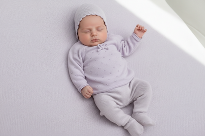 Cotton knit lavender girls take me home set